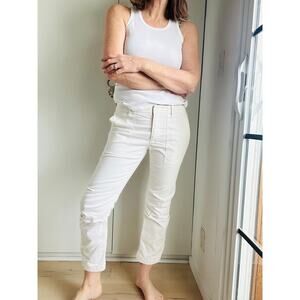 Y2K Cargo Capri Pants in Cream Size 4 Military Style Cropped Designer Nila Lotan
